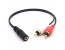 Стерео кабель 2x RCA (AV, тюльпаны) – jack 3,5mm (папа), 0,3 метра, толст. провод + позолоч. Разъем
